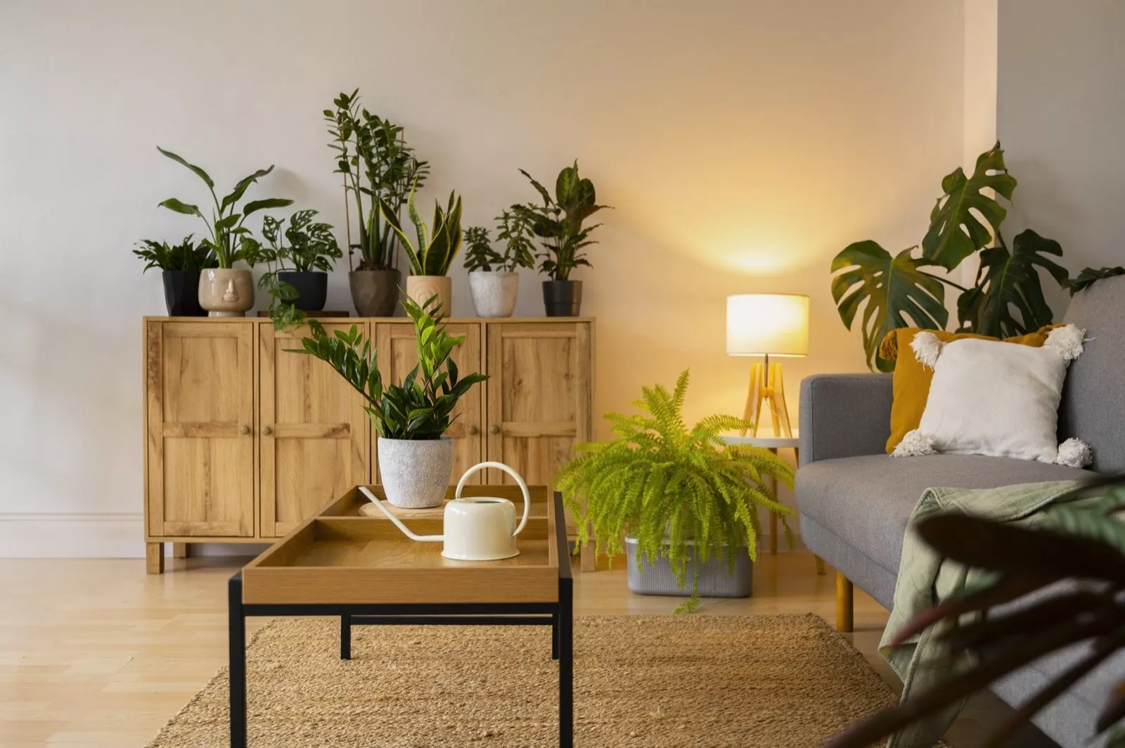 Plantaardigste woonkamer met planten op tafels