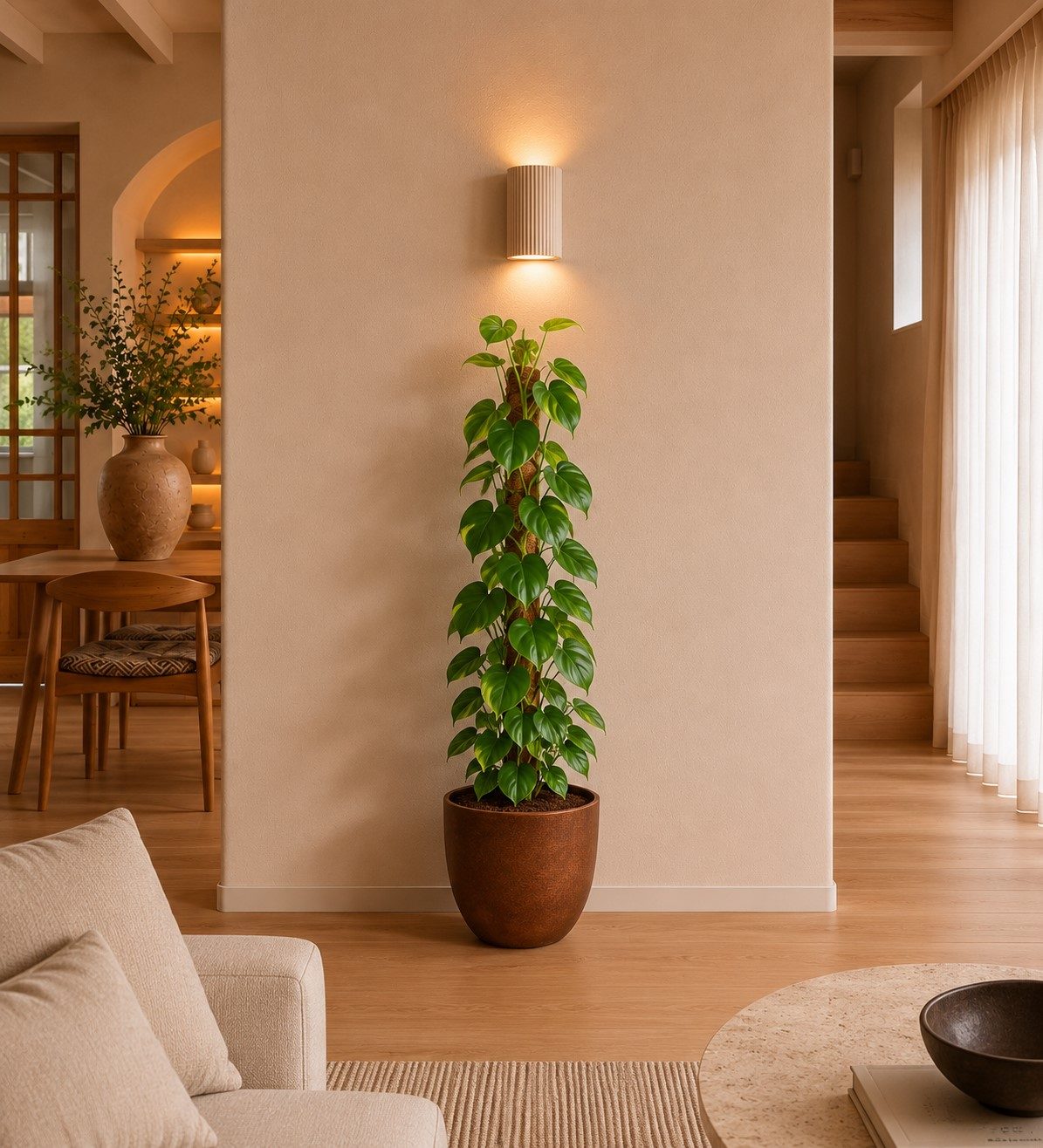 Philodendron Scandens Brasil mosstok - 150 cm