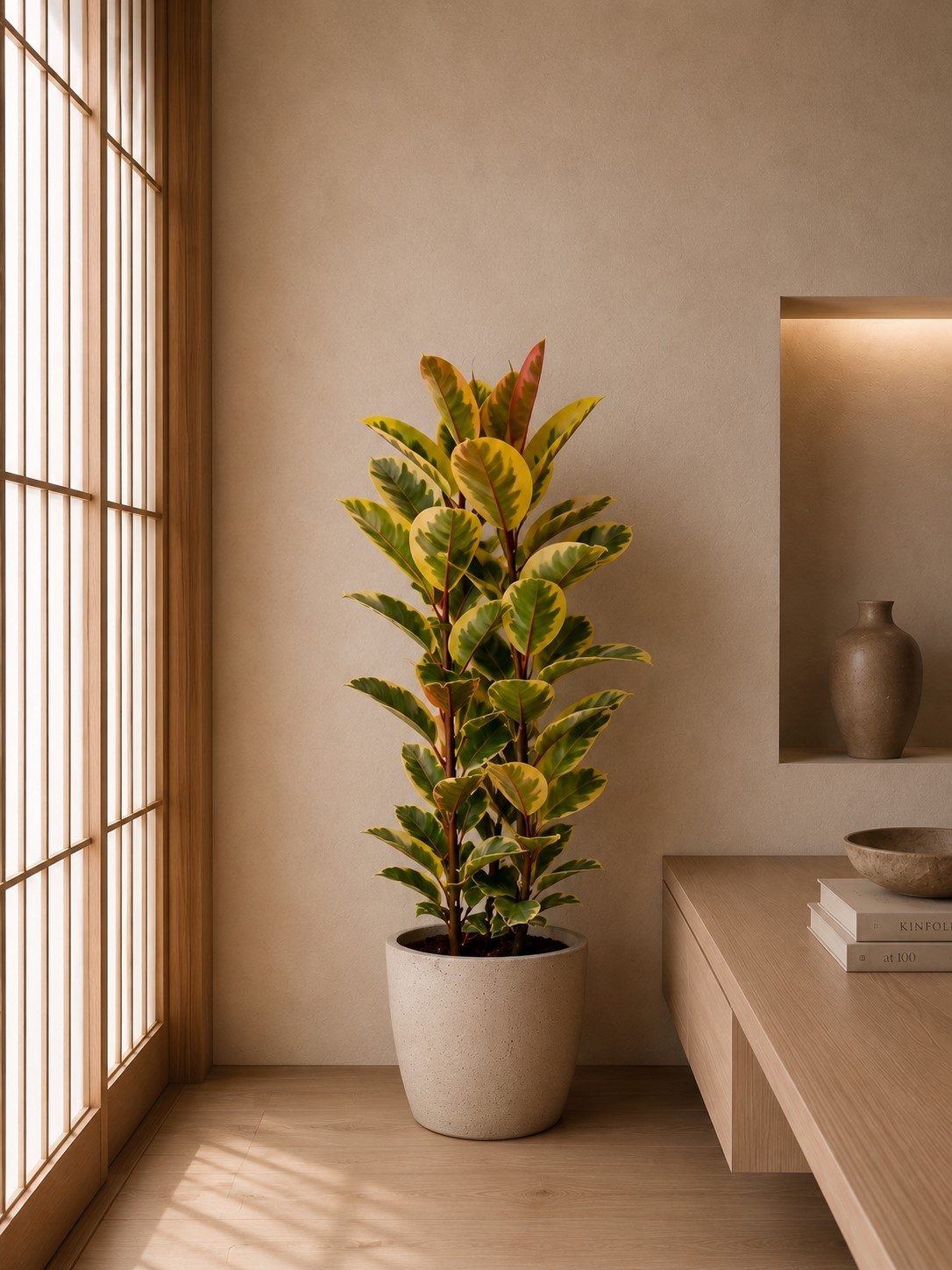 Ficus Elastica Tineke struik - 140 cm