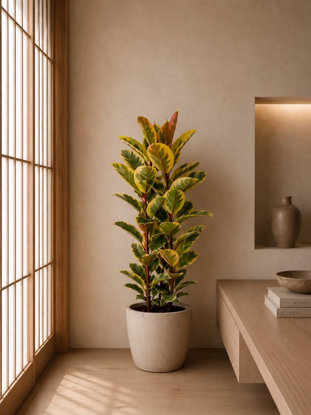 Ficus Elastica Tineke struik - 140 cm